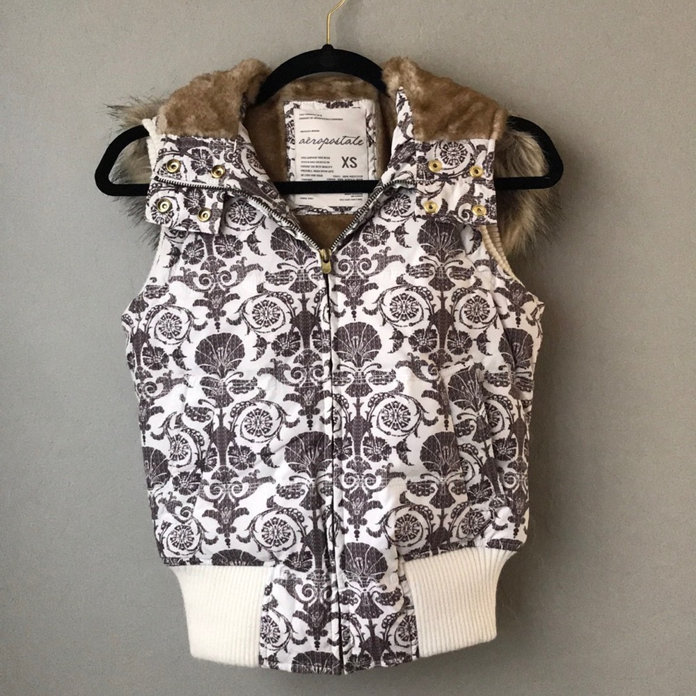 Aeropostale faux fur hooded vest